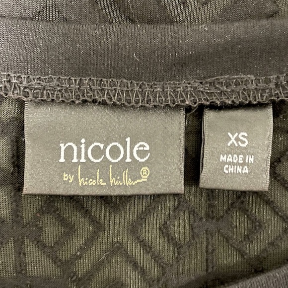 Nicole Miller Sheer Mesh Geometric Long Sleeve Top - Picture 7 of 10